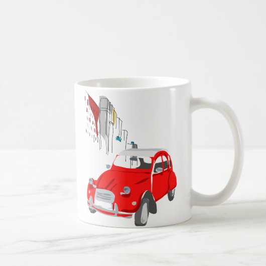 Mok met  Citroen 2CV-auto in rood (Rechts)