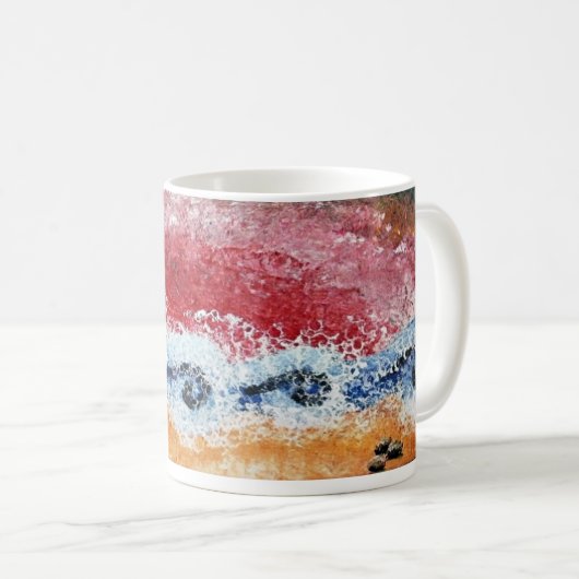 Mok met Crashing Waves in rood en blauw (Voorkant rechts)