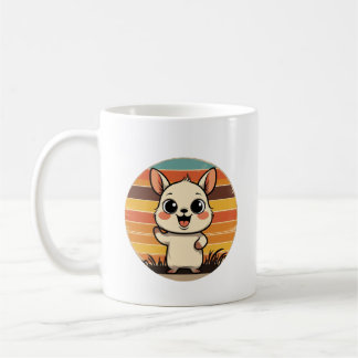 Mok met Cute Cartoon Dier in Retro Zonsondergang