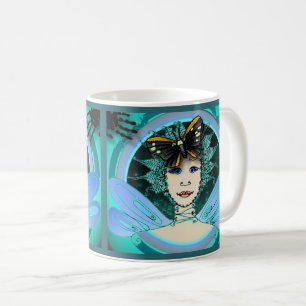 Mok met een stijlvol gezicht dat een Pet van de vl