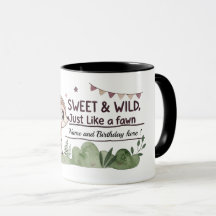 Mok met eigen naam Cute Fawn meisjes verjaardagsca