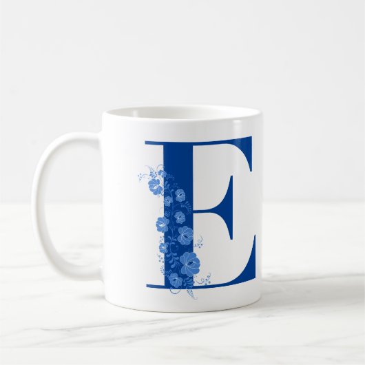 Mok met Floral Monogram letter E (Links)