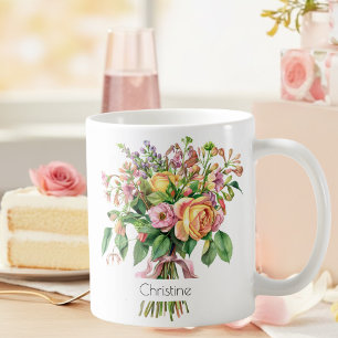 Mok met geboortebloem van juni   Rozen & Kamperfoe