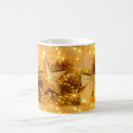 Mok met gouden kerstkoffie (Center)