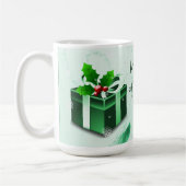 Mok met groene kerstcadeaus (Links)