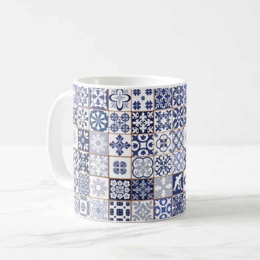 Mok met het Portugese Tiles Pattern - Azulejos (Voorkant links)