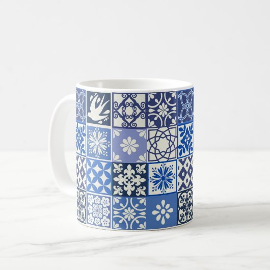 Mok met het Portugese Tiles Pattern - Azulejos (Voorkant links)