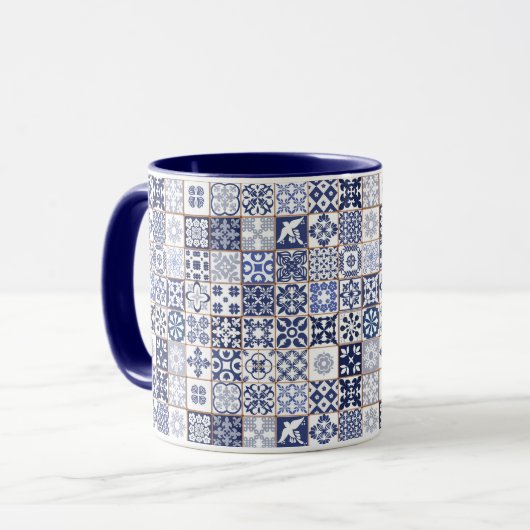 Mok met het Portugese Tiles Pattern - Azulejos (Voorkant links)