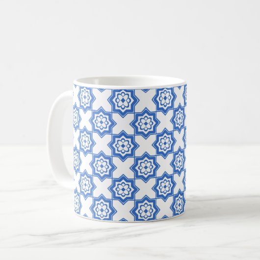 Mok met het Portugese Tiles Pattern - Azulejos (Voorkant links)