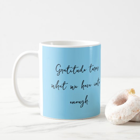 Mok met inspirerende dankbaarheidsquote (Met donut)