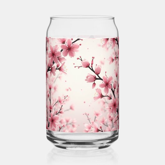 Mok met kersenbloesems erop blikvorm glas (Achterkant)