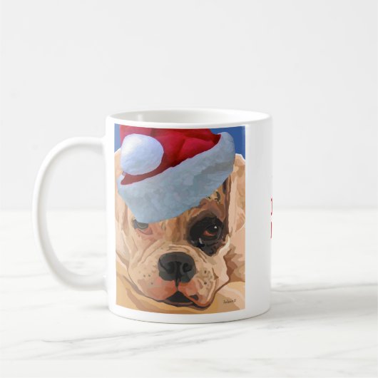 Mok met kerstboxer Bah Hum (Links)