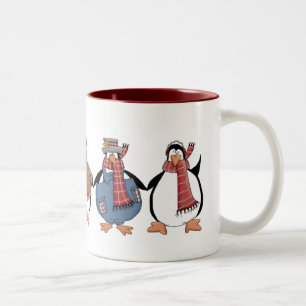 Mok met kerstmis pinguins