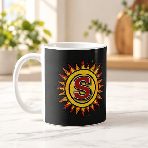 Mok met Letter S Comic Sunburst Monogram Initiaal