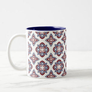 Mok met marineblauw en frambozenpatroon