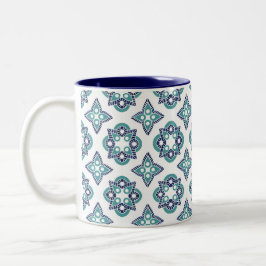 Mok met marineblauw en turquoise design