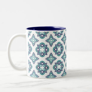 Mok met marineblauw en turquoise design