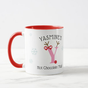 Mok met meisjesnaam en rendier voor warme chocolad