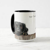 Mok met platte omhulling van de retriever (Voorkant links)
