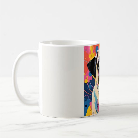 Mok met Pug ontwerp (Links)