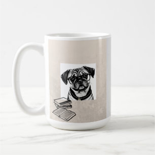 Mok met Pug Wearing Glasses met Boeken