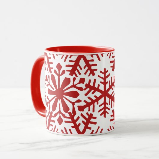 Mok met rode en witte kerst (Voorkant links)