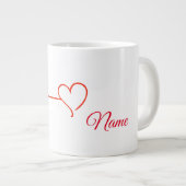 Mok met rode hartslag en hartslag met naam (Voorkant rechts)
