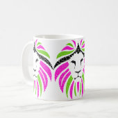 Mok met roze en groene leien ( koffie-Mok) (Voorkant links)