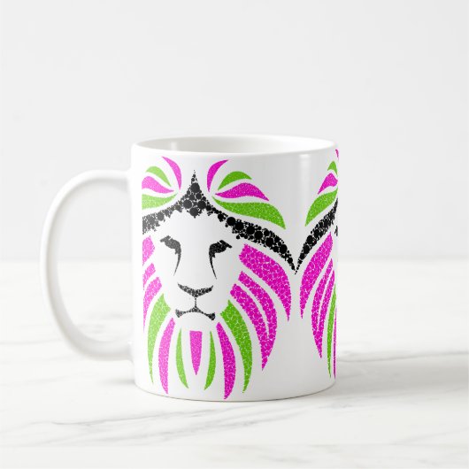 Mok met roze en groene leien ( koffie-Mok) (Links)