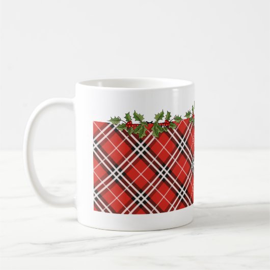 Mok met Tartan Pset en Holly Kerstkoffie (Links)