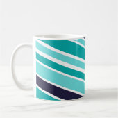 Mok met turkooizen en donkerblauwe strepen (Links)
