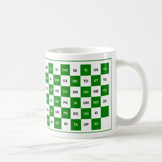 Mok met twee letters in groen en wit (Rechts)