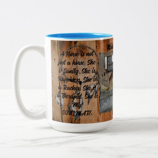 Mok met twee tonen van paarden, 15 oz (Links)