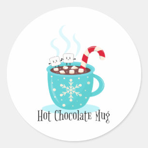 Mok met warme chocolade ronde sticker