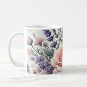Mok met Waterverf Bloemenpatroon 1/6