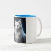 Mok met witte kat met blauwe ogen (Voorkant rechts)