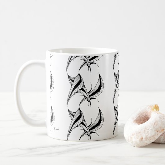 Mok met zwart-wit abstract ontwerp (Met donut)