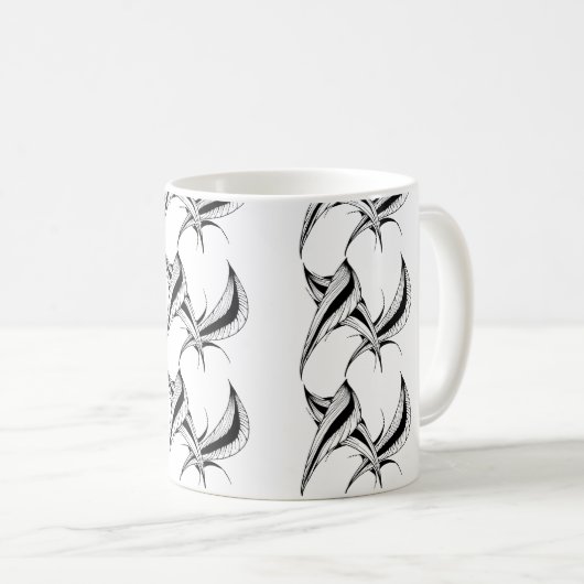 Mok met zwart-wit abstract ontwerp (Voorkant rechts)