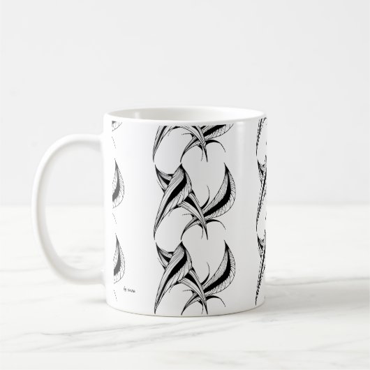 Mok met zwart-wit abstract ontwerp (Links)
