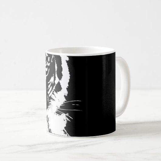 Mok met zwarte en witte afdruktijger (Voorkant rechts)