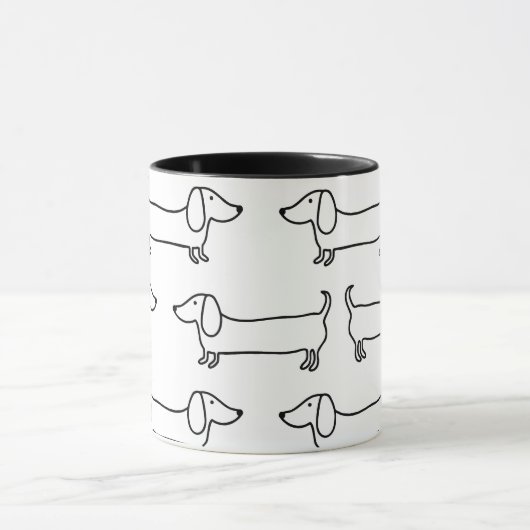 Mok met zwarte-witte dachondes (Midden)