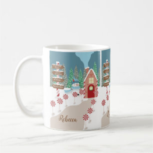 Mok North Pole Scene Holiday Coffee met naam