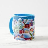 mok op kerst met sneeuwdekhuizen (Voorkant links)