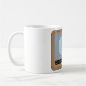 Mok oude, gefaseerde tv-koffie met tv-retro (Links)
