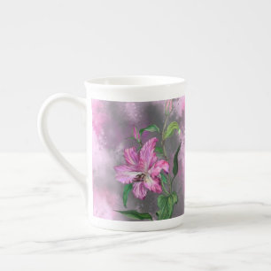 Mok Paarse roze Lily Flowers - Schilderen