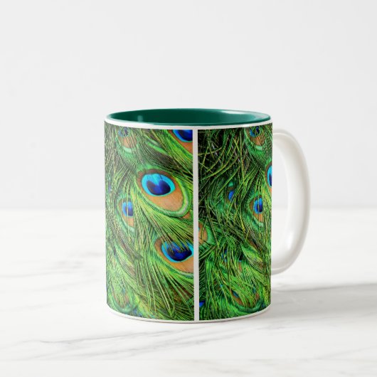 Mok, Peacock Feathers Two-Tone Coffee Mok (Voorkant rechts)