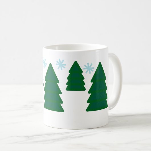 Mok - Pijnbomen met sneeuwvlokken (Voorkant rechts)