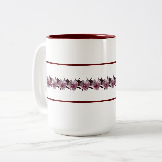 Mok - Plum Blossom tussen Maroon Lines (Voorkant links)