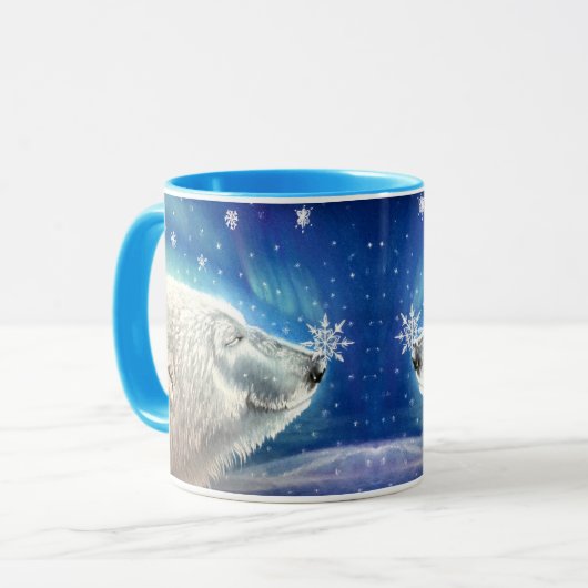 Mok - Polar Beer Sneeuwvlokken van Michaeline McDo (Voorkant links)