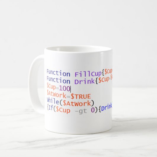 Mok PowerShell Coffee-script (Voorkant links)